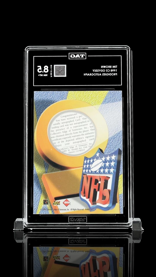 1998 Collectors Edge Odyssey Prodigies Tim Brown Autograph TAG 8.5 Great Card! - Image 4 of 4