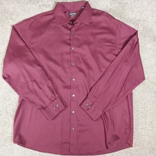 Kenneth Cole Reaction Dress Shirt 17.5 Long Sleeve Wine Red