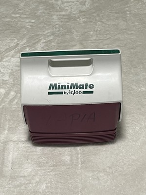 Vintage Igloo MiniMate Push Button Cooler Lunch Box Burgundy White