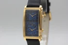 Vintag 1995 SEIKO Dorville V400-5960 Dual Time Tank Blue Quartz Men's Watch JPN