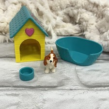 Vtg Puppy In My Pocket Dog Scooter The Basset Hound 13 House Bed  Bowl 1993
