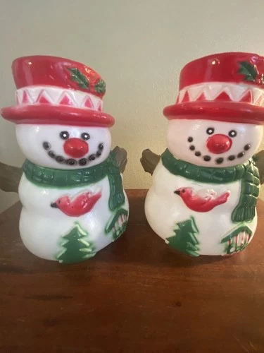 Table Top Christmas Snowman Blow Molds Set Of 2