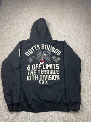 10 DEEP Hoodie Men's XL Black Outta Bounds & Off the Limits Embroidered Cat