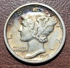 1919-D Mercury Dime VF+ Colorful Old Album Toning Silver 10c Coin