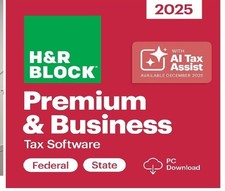 H&R Block Tax Software PREMIUM & BUSINESS 2025 FREE Fed eFILE  lNSTANT-Key+Iink