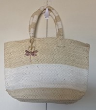 ALTRU Woven Straw Tote Bag/added Charm Tan Beige Excellent Pre-owned Condition