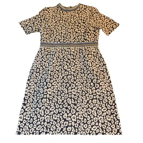 Neu mit Etikett J. McLaughlin Kyrie dunkelblau Geo Gepardenmuster knielanges Kleid Größe 14 - Bild 4 von 19