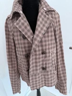 Patrizia Pepe Plaid Button Jacket Beige Brown Women's IT 44 Long Sleeve . Italy