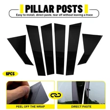 6PCS Posts Pillar Glossy Trim Black 2014-2022 Land Fit Range Rover Rover Sport