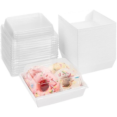 Clear Lidded 5-Inch Disposable Bakery Boxes - 50 Pack for Desserts & Sandwiches