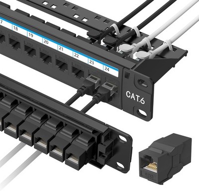 Jadaol 24 Port 1U Cat6 Patch Panel Preloaded