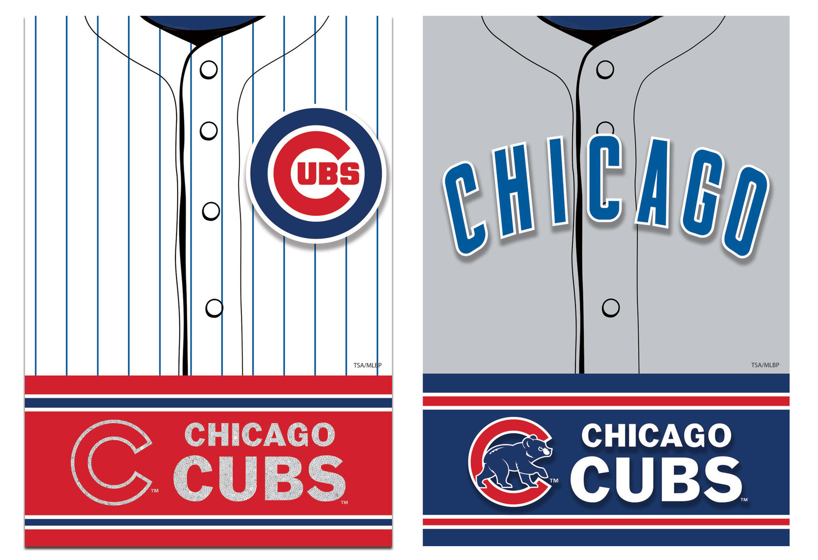 Chicago Cubs Suede Foil Jersey Banner Vertical Flag, Double-Sided