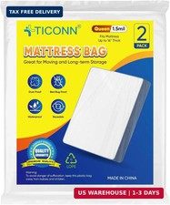 TICONN 2PK Plastic Mattress Bag for Moving Storage, Waterproof Mattress Protecto