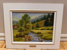 Original Oil Painting Anita Settano 1994 Landscape River Quebec Art