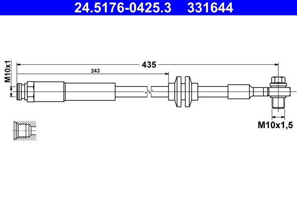 1X Ate 24.5176-0425.3 Bremsschlauch FüR Opel Vauxhall-image