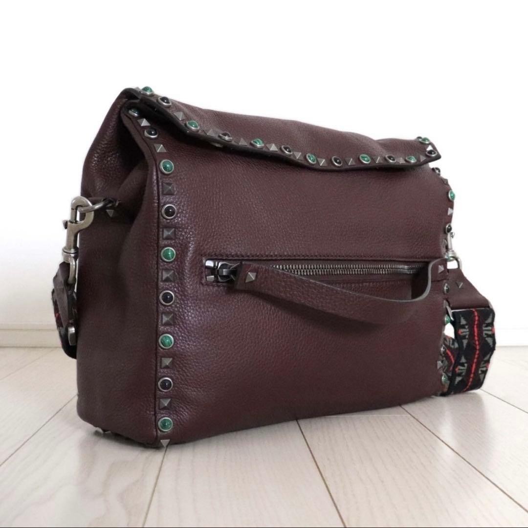 Valentino Garavani Rockstud Leather Crossbody Bag Bordeaux Shoulder Purse Japan thumbnail 2