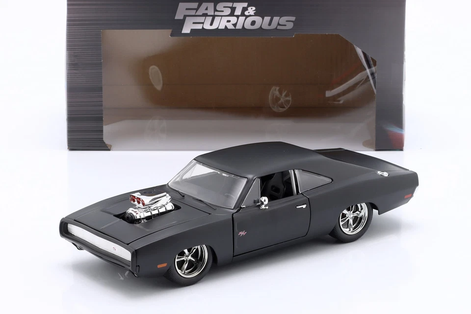 Dom's Dodge Charger 1970 Fast & Furious (2009) mattschwarz 1:24 Jada Toys - Bild 1 von 1