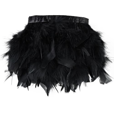 Black Turkey Feathers Trim Fringe 2Yard 4-6inch for Party Clothing DIY Sewing 