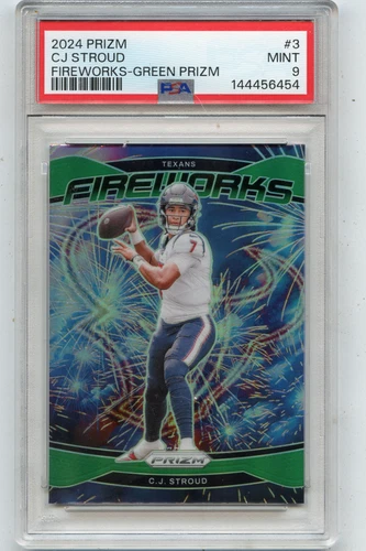 2024 PRIZM #3 C.J. STROUD "FIREWORKS - GREEN PRIZM", TEXANS - PSA 9 MINT (56454)