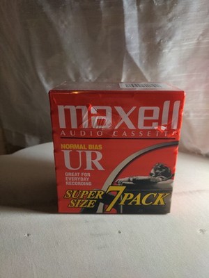 Sealed New Maxell Audio Cassette Super Size 7 Pack Normal Bias UR 90 Min./135m