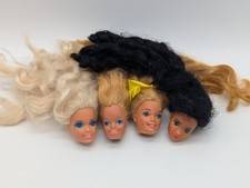 Barbie 80s Vtg 4 Replacement Doll Heads Blue& Brown Eyes Halloween Decos (As Is)