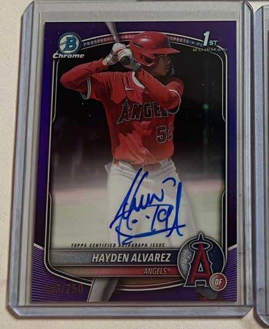 Hayden Alvarez TRUE PURPLE #/250 AUTO Refractor 1st Angels 2025 Bowman Chrome