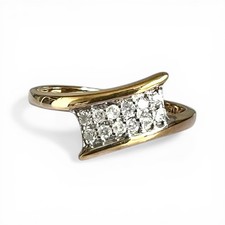 Diamond 9ct Gold Ring Vintage Crossover Birmingham 2007 Hallmarked - Size L 1/2