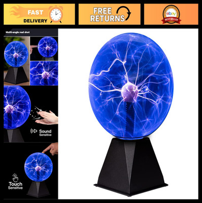 7'' Blue Plasma Ball Lamp - Touch & Sound Sensitive Electric Nebula Light for Par