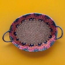 Beautiful Woven Multicolored Storage Basket-14" Long, 11.5" Wide Handcrafted