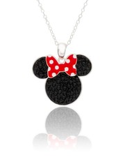Disney Minnie Mouse Necklace Sterling Silver Crystal Women Licensed Jewelry 1...