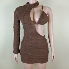 NWT Tahiti Crochet Mini Dress Chocolate Fashion Nova Large