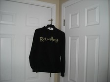Rick  Morty Hooded Sweatshirt Medium, No Tag, Black Long Sleeve Hoodie