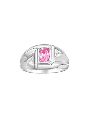 Rylos 925 Sterlingsilber rosa Eis & Diamant klassischer Edelstein Ringgröße 8-13