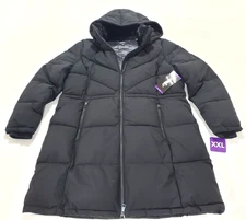 DKNY Women's Hooded Long Puffer Coat Black Size XXL NWT