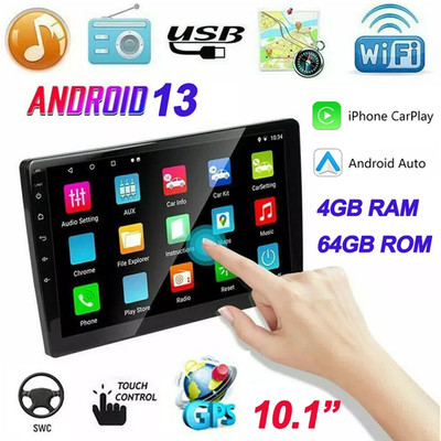 10.1'' Double 2Din Carplay Car Stereo Radio Android 13 WIFI GPS Navigation Player