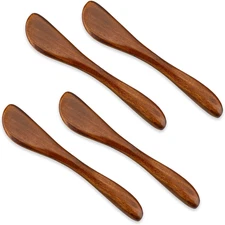 4 Pcs Wooden Butter Spreaders 6" Jam Jelly Cheese Knives Mini Spatulas Set