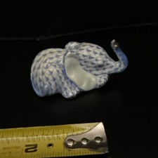 Vintage Herend Hungary Porcelain Elephant Blue Fishnet First Edition 1st 15561