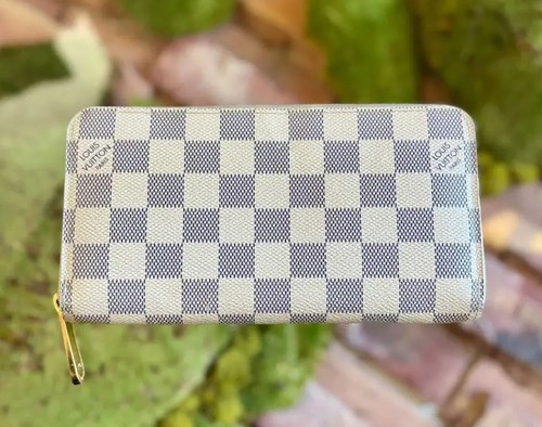 Louis Vuitton Damier Azur Zippy Zip Around Long Wallet Purse White