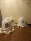 Three Vintage Rose Ruffled White Milk Glass Ceiling Fan Light Globes 5.25" Nice