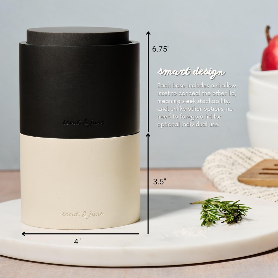 Stone Salt Cellar - Stackable, Salt and Pepper Bowls for Countertop ...