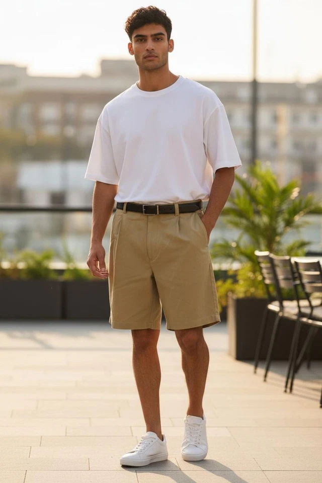 Pantalones cortos Tommy Bahama chinos caqui 100 % seda para hombre Foto 2 de 4