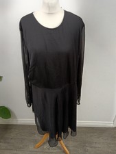 Label Be Black Size 24 Black Chiffon Sleeve Dress BNWT Plus Size Evening