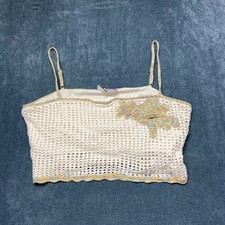 Abercrombie Fitch Crop Camisole Top Womens 2XL White Crochet Spaghetti Strap