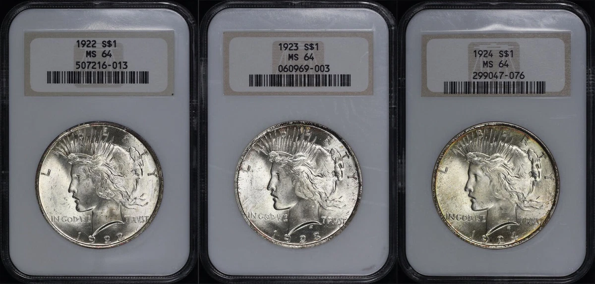 MS 64 Graded 1923 Year NGC Certified Peace Dollars (1921-1935) for