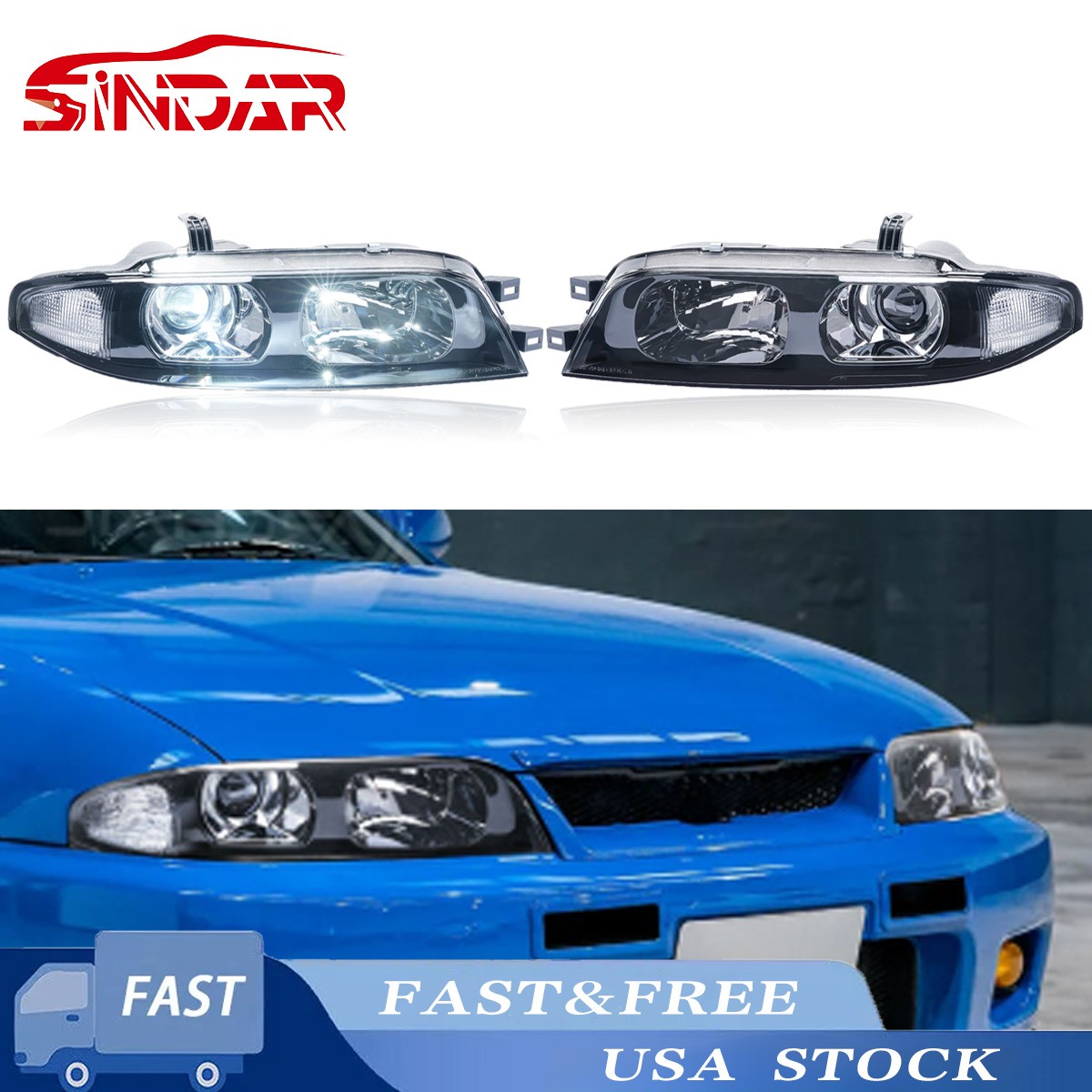 LED Headlights Assembly For Nissan Skyline R33 GTR 1995-1998 W