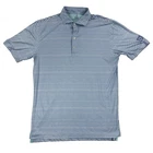 Mens Johnnie-O Polo Shirt Featherweight Striped Performance Stretch Blue Small