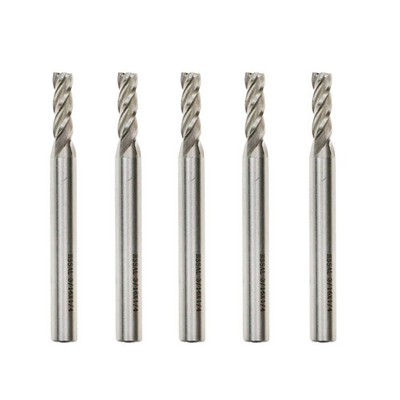 End Mill 3/16'' Cutting Dia, 1/4'' Shank, 4 Flute Drill Bit Set - 5pcs