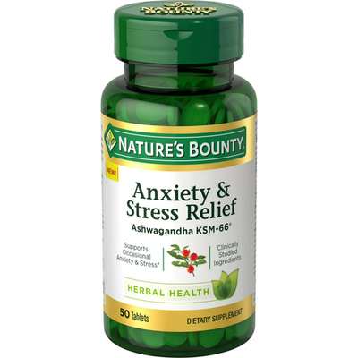 #ad Nature#x27;s Bounty Stress Relief Ashwagandha KSM 66 Tablets Mood Support 50 Count $9.48