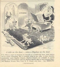 1960 Bigelow PRINT ART by Sid Hix Cartoon Santa's Elves Elf Under Desk Frame it!