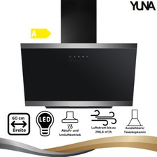 Dunstabzugshaube Kopffreihaube schwarz 60 Schräghaube Umluft Abluft Wandhaube